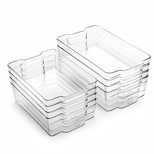 BINO Stackable Multi-Use Storage Organizer Bins, Plastic , BPA-Free, THE STACKER COLLECTION For Pantry / Home Organization, Fridge / Freezer Organizer - 8 Pack | Amazon (US)