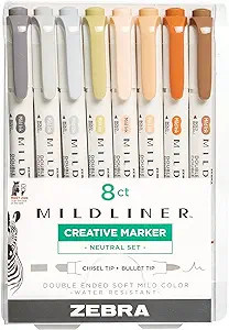 Zebra Pen Mildliner Double Ended Highlighter, Broad and Fine Point Tips, Assorted Neutral Vintage... | Amazon (US)