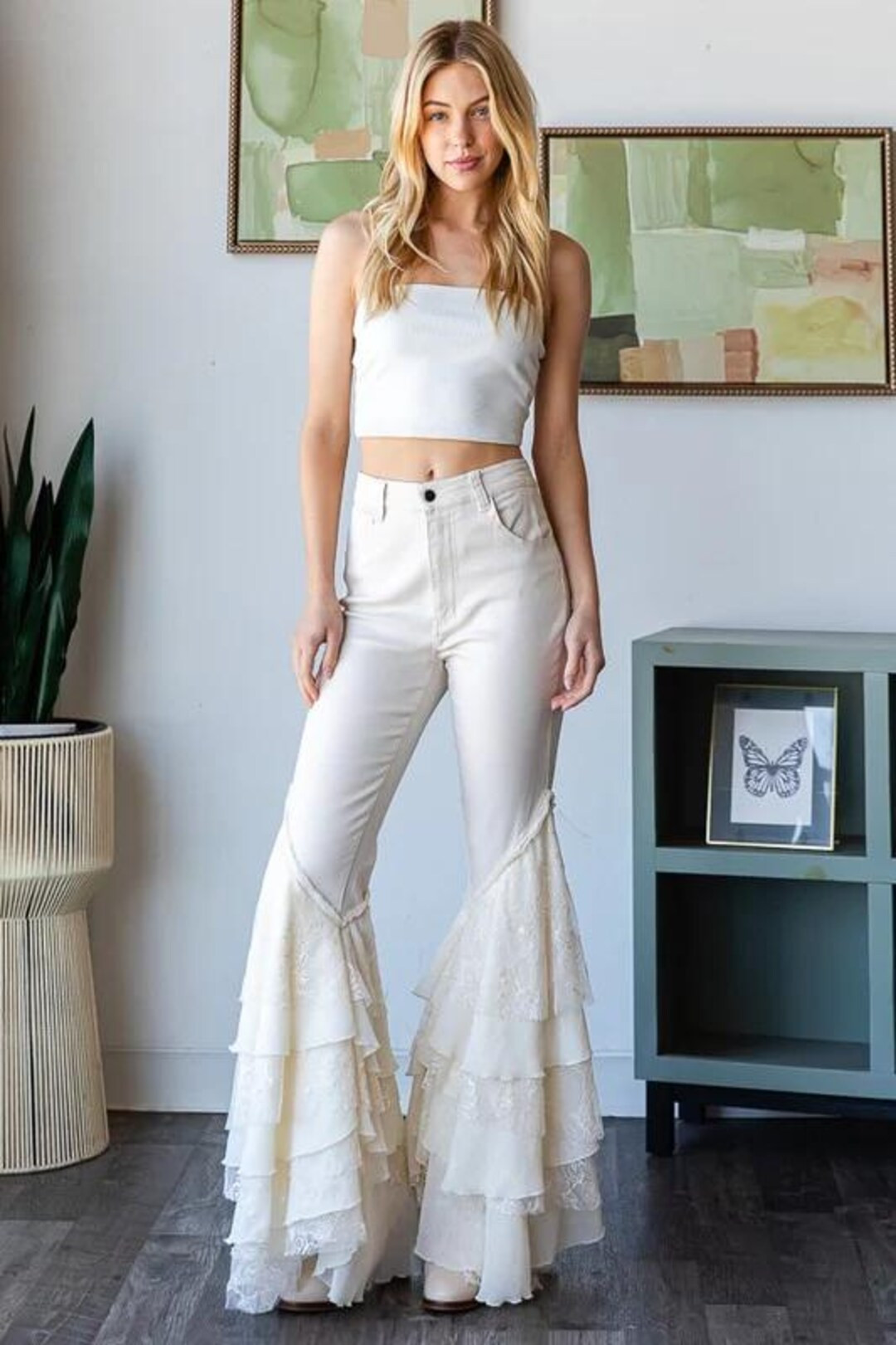 White Flare Jeans: Western Cowgirl Denim Bell Bottom Pants | Etsy (Global)
