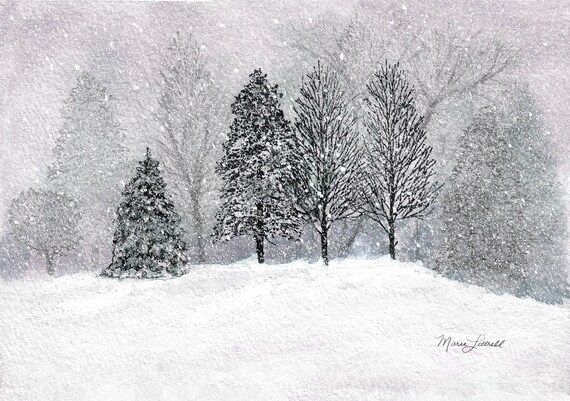 ORIGINAL Watercolor Painting Art Print Snowy Winter Blizzard | Etsy | Etsy (US)
