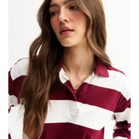 Women's Burgundy Rugby Striped Long Sleeve Top New Look | New Look (UK)