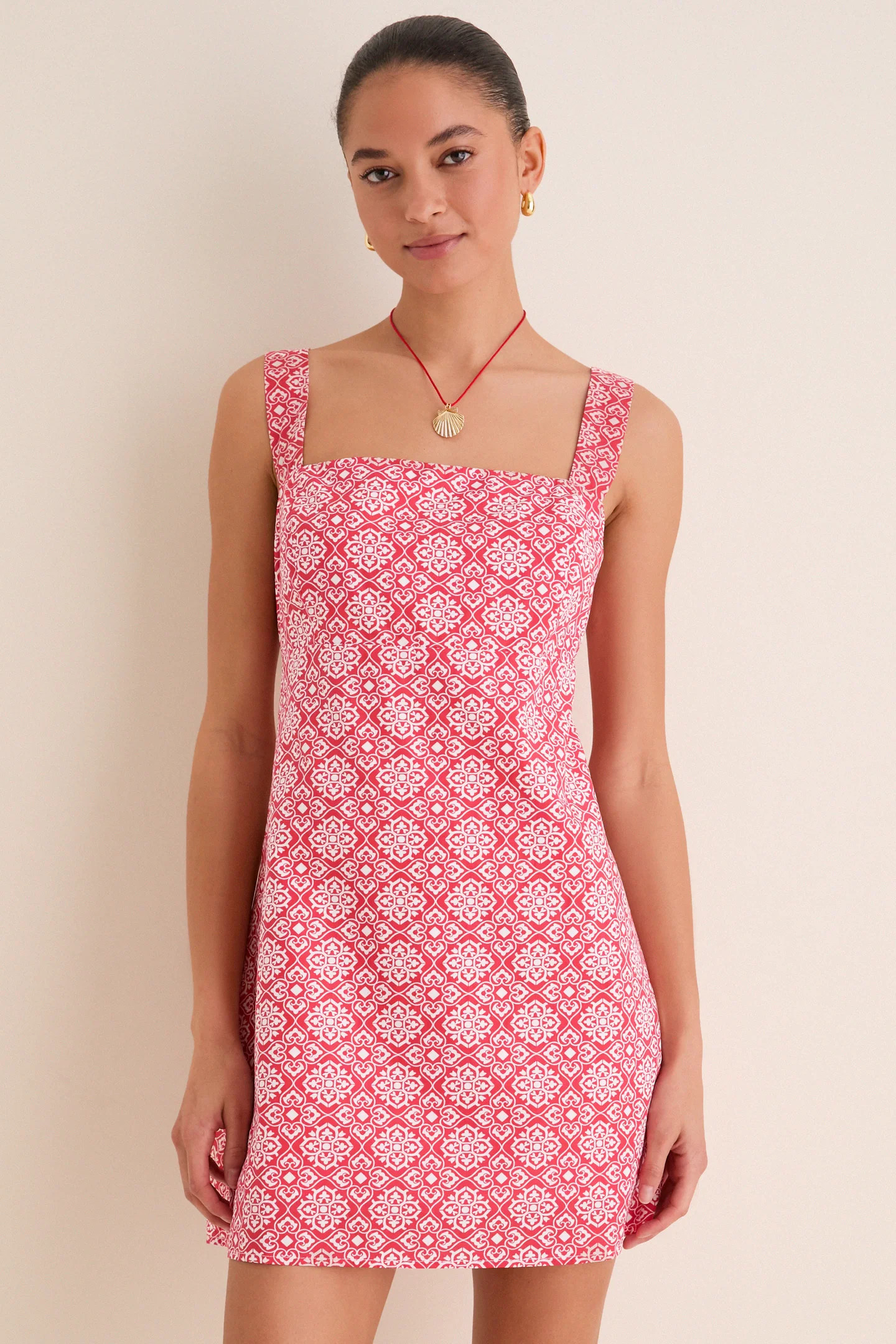 Red Geo Floral Volos Mini Dress | Tuckernuck (US)