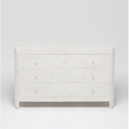 Bone Inlay Floral 3 Drawer Dresser White Bone inlay cabinet Bone inlay chest bone inlay furniture Wh | Walmart (US)