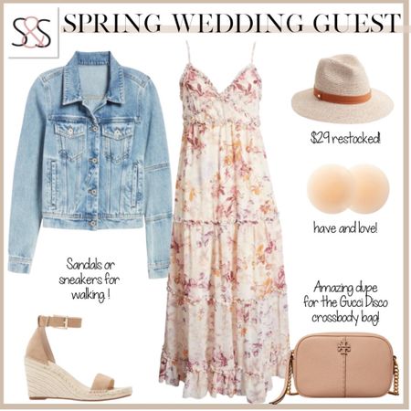 This spring wedding outfit with jean jacket and sandals also works for a baby shower or Easter

#LTKSeasonal #LTKstyletip #LTKwedding