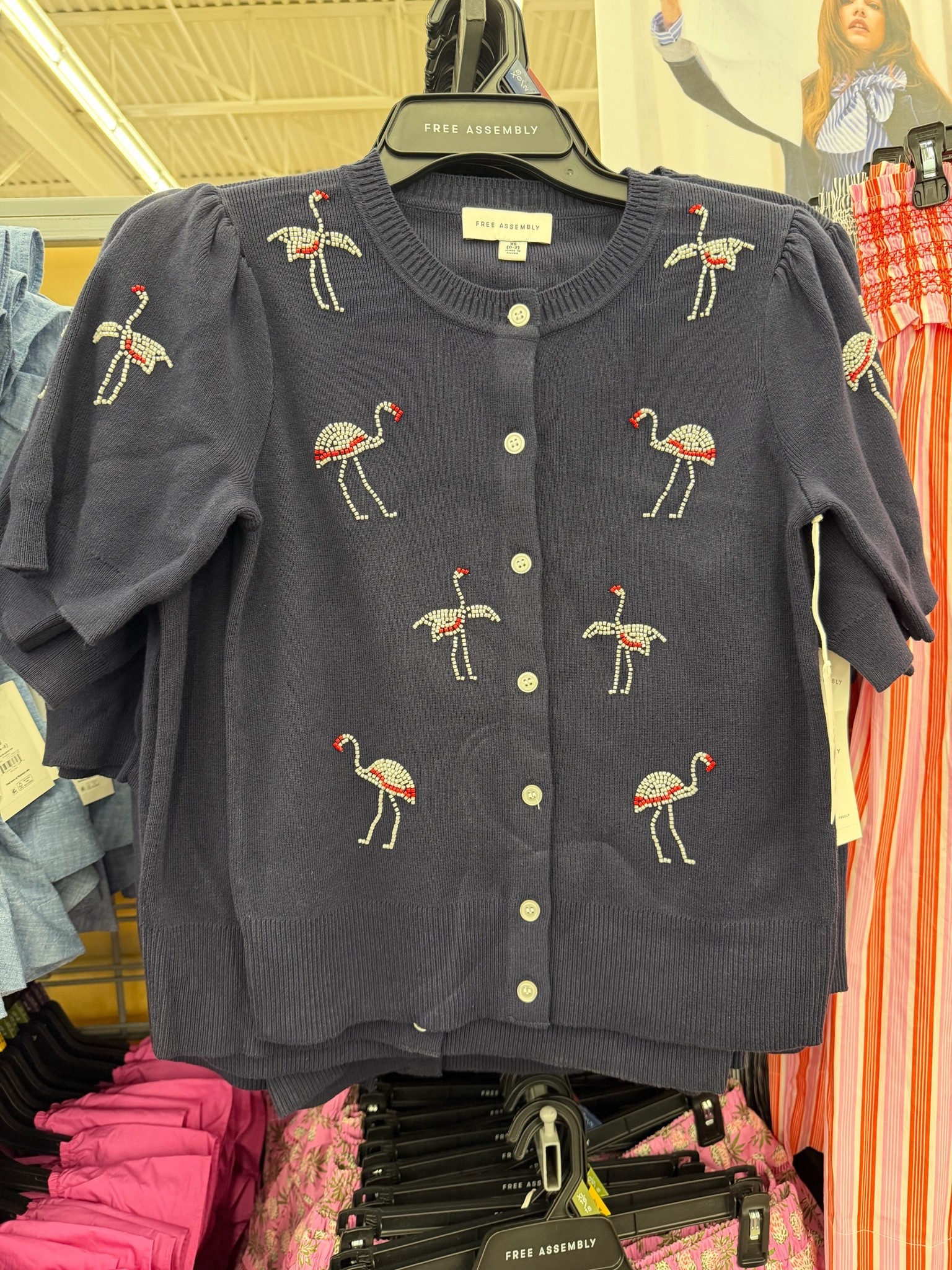 Short sleeve cardigan sweater with flamingo beadwork! So pretty! #walmartfashion