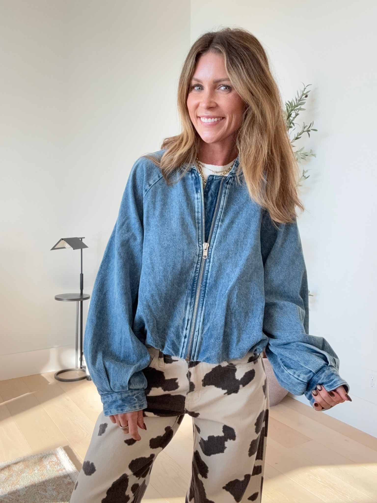 🎯 Target jacket haul! 🎯 I snagged some amazing pieces that are perfect for layering. Can't wait to style these cozy looks! 

Cow print pants. Wearing size small. 
Sweater vest isn’t online yet, but I’ll add and notify you once it’s linked!😊

Denim bubble bomber jacket size small

#LTKFindsUnder100 #LTKFindsUnder50 #LTKStyleTip