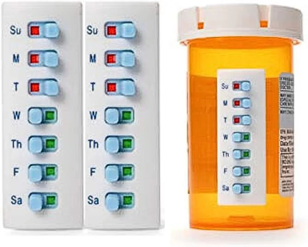 2 Pack Medication Tracker and Reminder, Take-n-Slide Reusable Peel and Stick Pill Tracker, Attach... | Amazon (US)