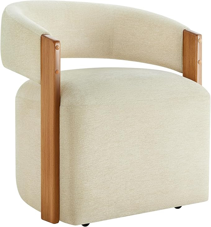 KISLOT Upholstered Dining Chair Set of 1, Barrel Modern Dining Room Chair with Casters, Kitchen S... | Amazon (US)