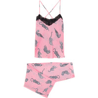M&S Womens Dream Satin™ & Lace Tiger Print Pyjama Set - 6 - Pink Mix, Pink Mix | Marks & Spencer (UK)