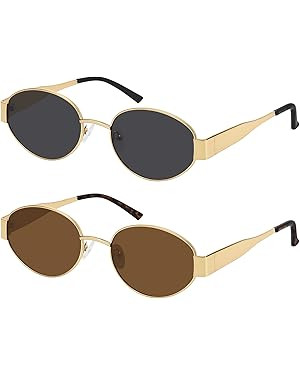 WOWSUN Trendy Oval Sunglasses for Women 2024 Retro Classic Shades UV400 Protection | Amazon (US)