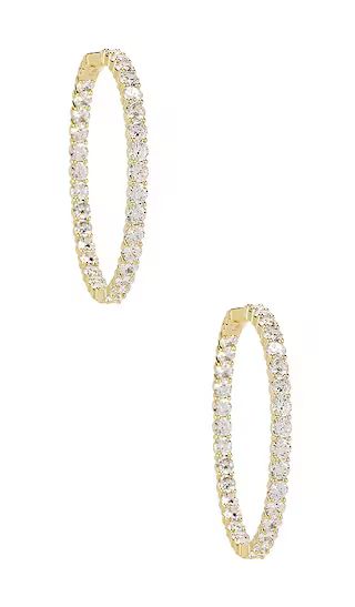 The Large Pave 925 Hoops in Gold | Revolve Clothing (Global)