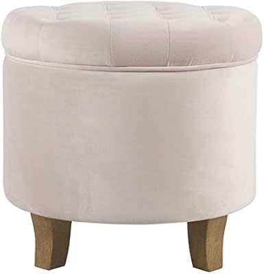 HomePop Velvet Tufted Round Storage Ottoman - Pink Blush (K6171-B258) | Amazon (US)