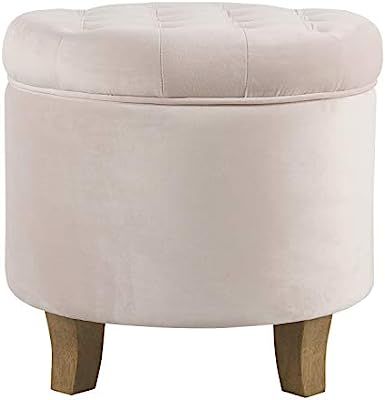 HomePop Velvet Tufted Round Storage Ottoman - Pink Blush (K6171-B258) | Amazon (US)