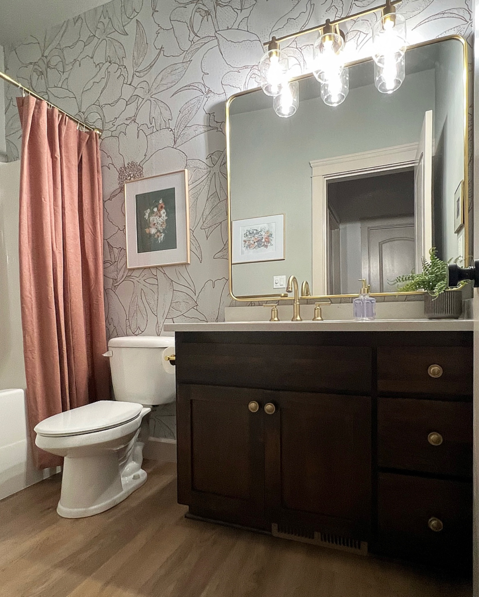 So excited about our guest bathroom remodel! It’s more color than I’m personally used to but it’s perfect for our flower loving daughter. 

#LTK #home #bath #bathremodel #guestbath #towels #mirror #vanity #vanitylight #showercurtain #hardware #faucet #art #etsy #bathroom

#LTKhome #LTKMostLoved #LTKfindsunder50