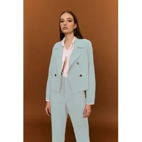 Blazer crepe botões azul aquamarine 42 | OffPremium (BR)