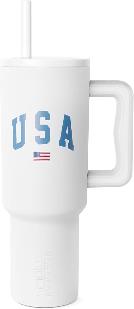 Simple Modern 40 oz Tumbler with Handle and Straw Lid | 4th of July Insulated Reusable Stainless ... | Amazon (US)