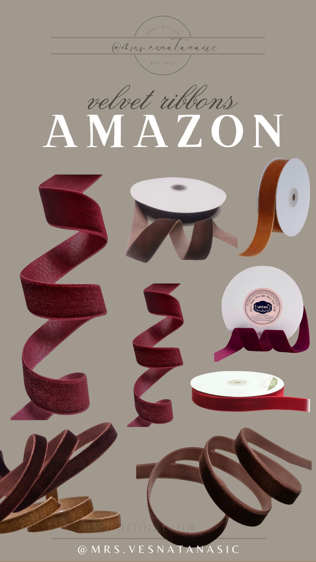 Velvet ribbons for the Holidays! Love burgundy and brown! | Amazon (US)