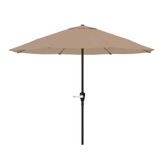Pure Garden 9 ft. Aluminum Outdoor Market Patio Umbrella with Hand Crank Lift in Sand HW1500072 -... | The Home Depot