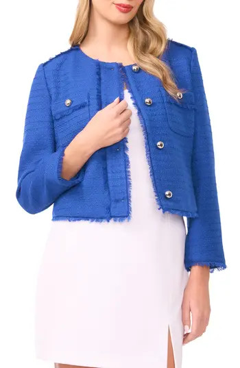 Vince Camuto Crop Tweed Jacket in Deep Blue at Nordstrom Rack, Size 4P | Nordstrom Rack