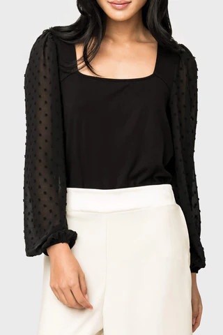 Pin Dot Long Sleeve Soft Ponte Top | Gibson