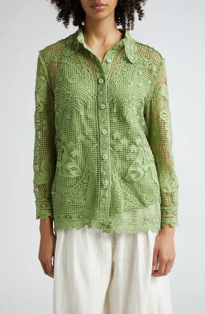 Guipure Lace Button-Up Shirt | Nordstrom
