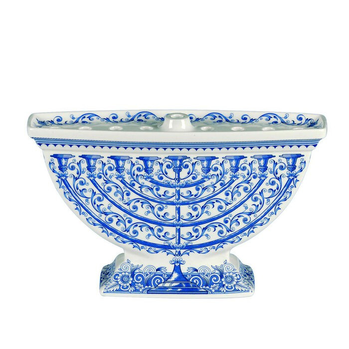 Spode "Blue Italian" Menorah | Ross-Simons