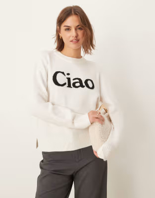 New Look Ciao logo jumper in cream | ASOS (Global)