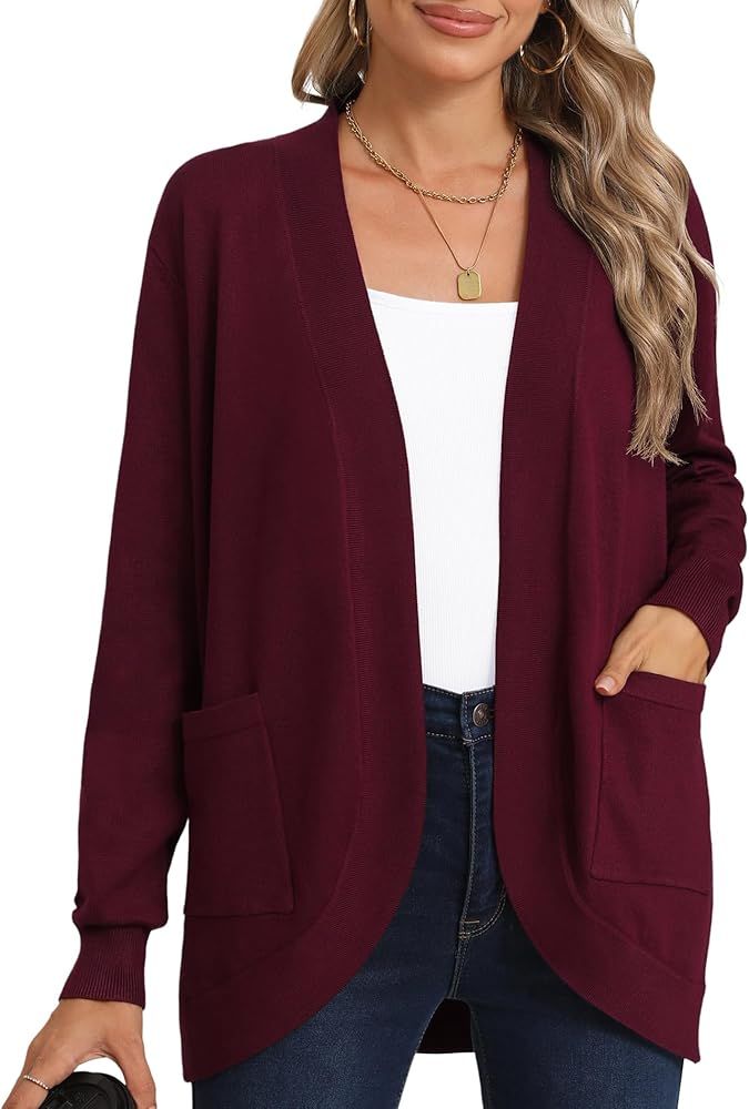 LILBETTER Women’s Lightweight Cardigan with Pockets Long Sleeve Open Front Cardigan for Women | Amazon (US)