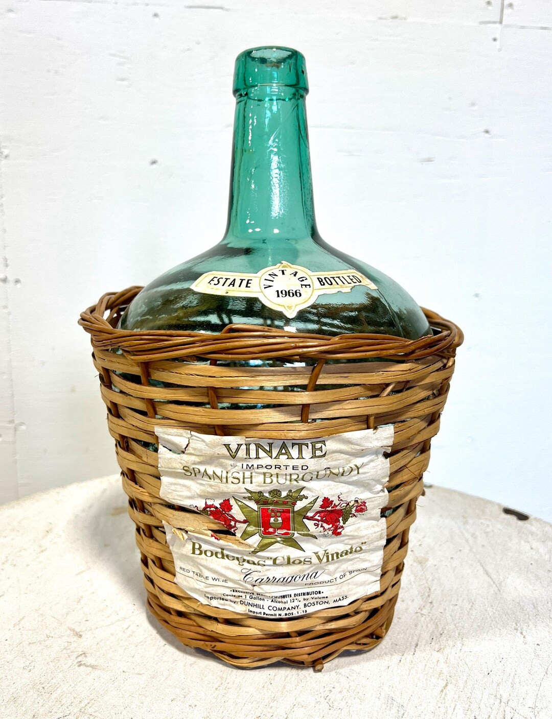 Vintage Wicker Wrapped Demijohn Green Wine Bottle 1966 - Etsy | Etsy (US)