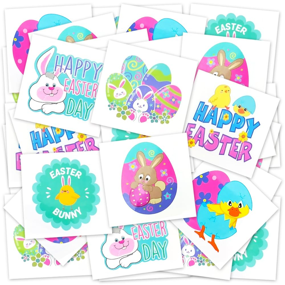 Easter Basket Stuffers for Kids, 144 Pack Easter Tattoos for Kids, Individual Temporary Tattoos E... | Amazon (US)