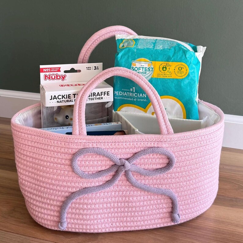 Bow Baby Shower Gift Basket, Bridal Party Gift, Girls Birthday Gift Basket, Pretty Nursery Storag... | Etsy (US)