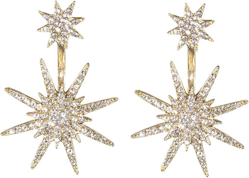 Starburst Earrings for Women- Big Star Earrings - Crystal Star Dangle Drop Earrings, Ideal Gift f... | Amazon (US)