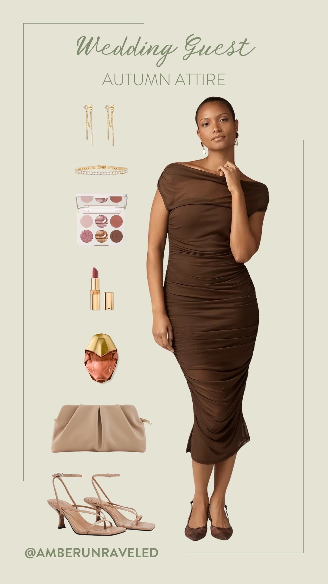 Got a wedding to attend? We've got you covered! Just wear a stunning brown bodycon dress and complete the look with some delicate gold jewelry, a nude clutch, and some stylish heels. Don't forget a touch of lipstick for a flawless finish!
#partywear #formalattire #autumnfashion #falloutfit 

#LTKStyleTip #LTKU #LTKSeasonal