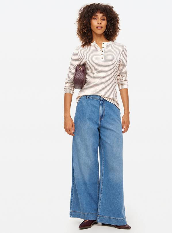 Mid-Denim Ultra Wide Denim Trousers 12R | Tu Clothing