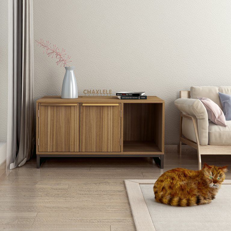 Ouyessir Cat Litter Box Enclosure, Cat House&TV Stand 2in1 Furniture,Wooden Hidden Cat Washroom F... | Walmart (US)