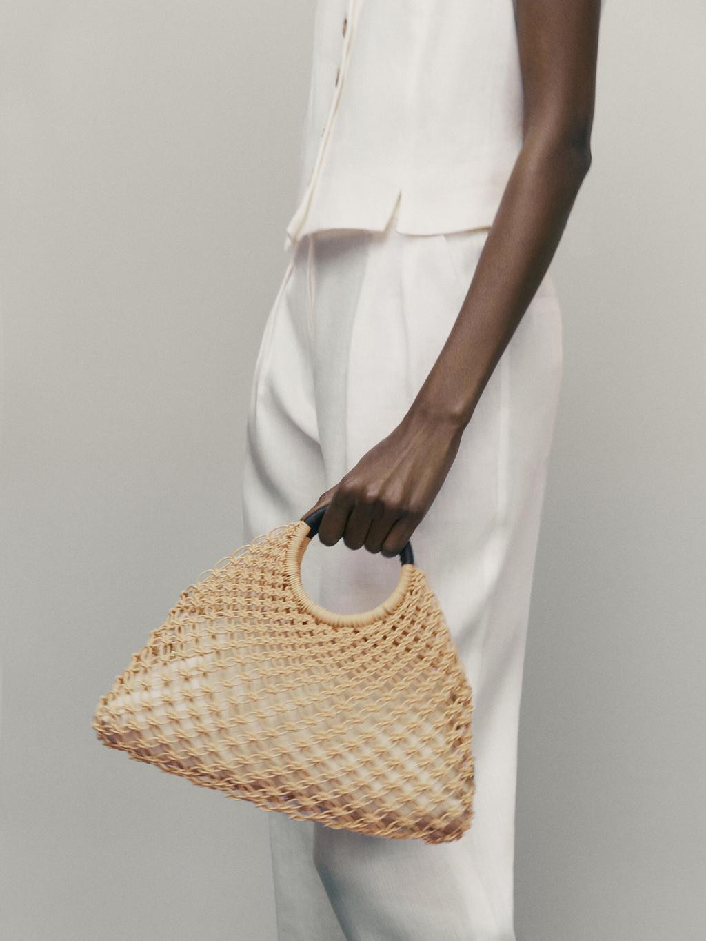 Tubular braided mini tote bag | Massimo Dutti US