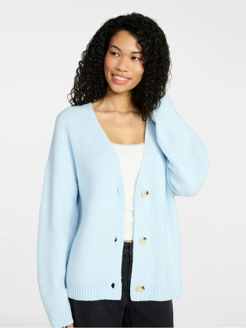 No Boundaries Button-Front Grandpa Cardigan, Women's XXS-XXL | Walmart (US)