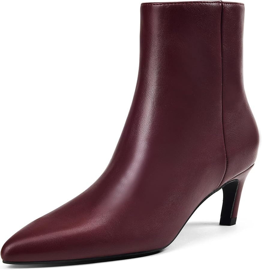GENSHUO Women's Pointed Toe Ankle Boots 2.36 Inch Low Kitten Heel Booties with Side Zipper, Fall ... | Amazon (US)