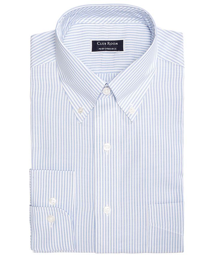 Men's Classic/Regular Fit Stretch Wrinkle-Resistant University Stripe Dress Shirt, Created for Ma... | Macys (US)