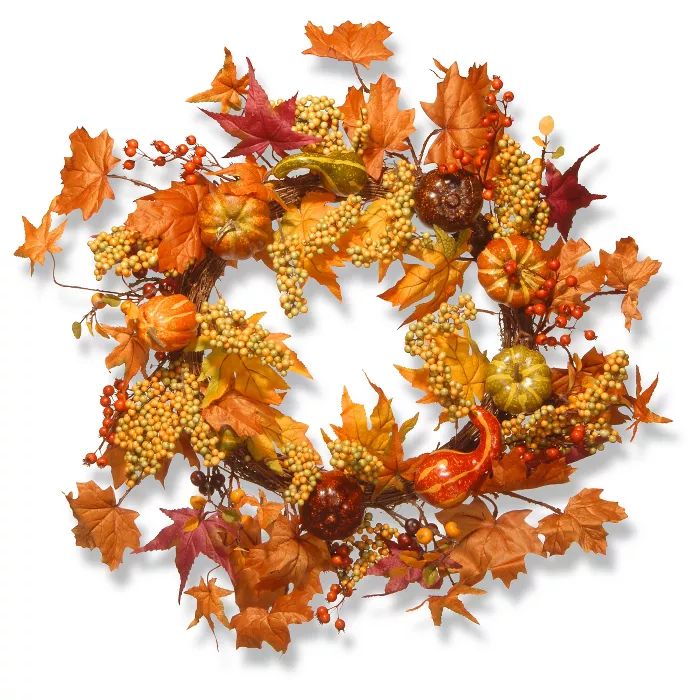 Maple and Pumpkin Wreath (24") - National Tree Company | Target