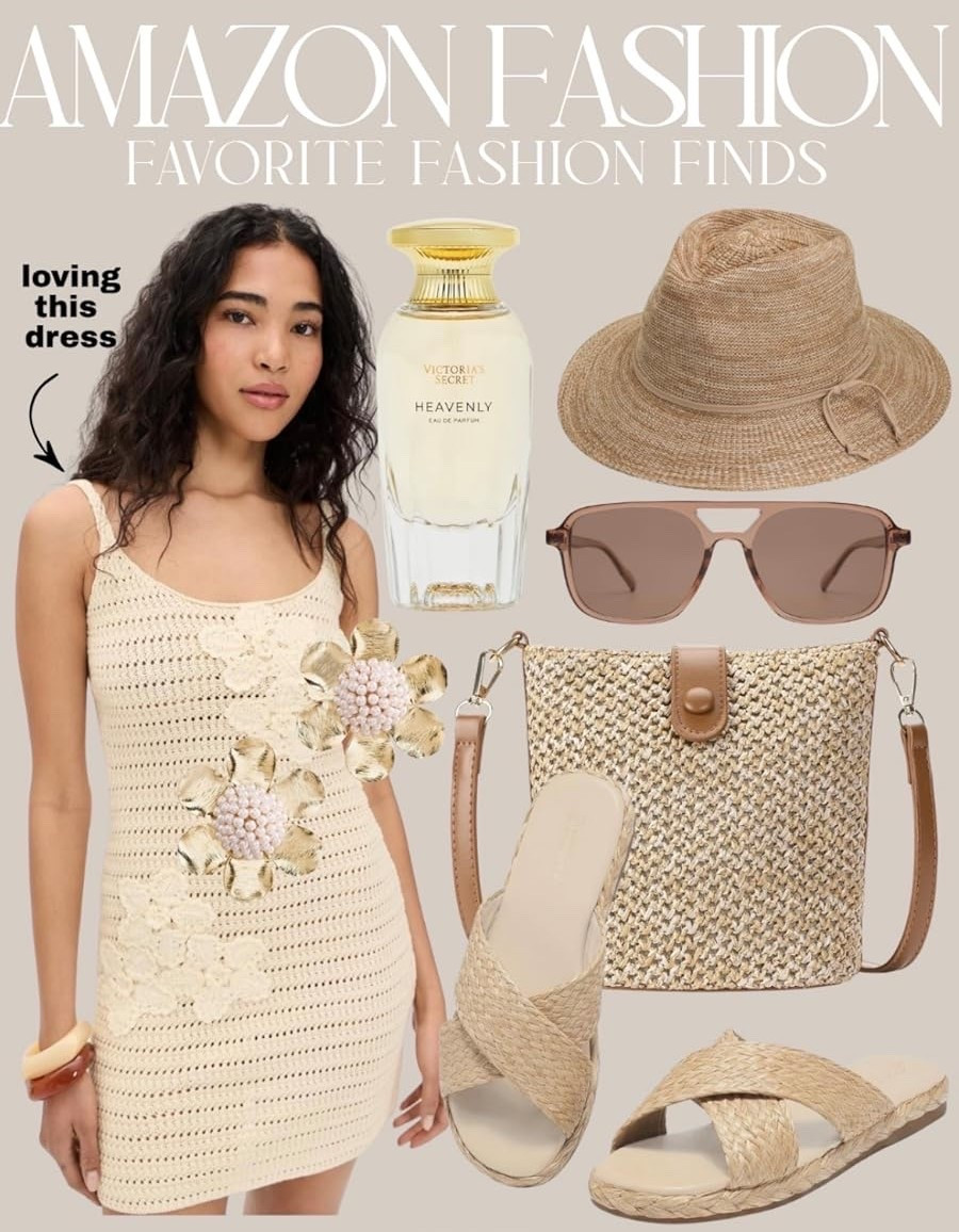 Neutral summer tones, woven textures, and effortless pieces I keep reaching for lately ☀️🤍
This crochet dress might be my favorite Amazon find yet. Linking all my current fashion favorites — from the perfect woven slides to the everyday bag I’ve been carrying nonstop. ✨

#AmazonFashion #AmazonFinds #SummerStyle #NeutralStyle #CoastalStyle #FashionFinds #LTKStyle #SummerOutfits #EffortlessStyle #AmazonFavorites

#LTKSaleAlert #LTKTravel #LTKSwim