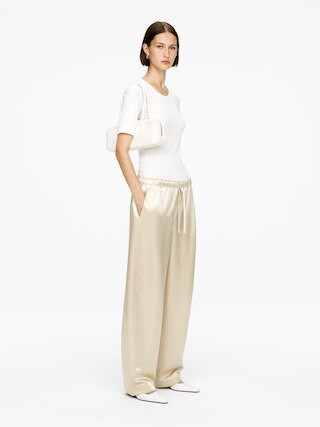 Drawstring Satin Trousers – Light Beige – Women – ARKET GB | Arket UK