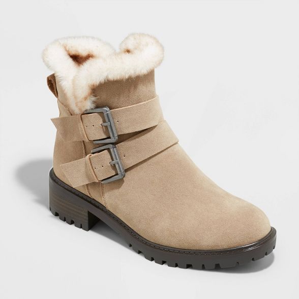 Women's Janet Faux Fur Lined Moto Boots - Universal Thread™ | Target