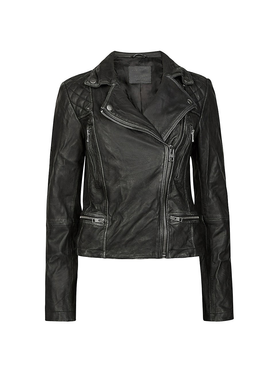Women's Cargo Leather Biker Jacket - Black Grey - Size 0 | Saks Fifth Avenue
