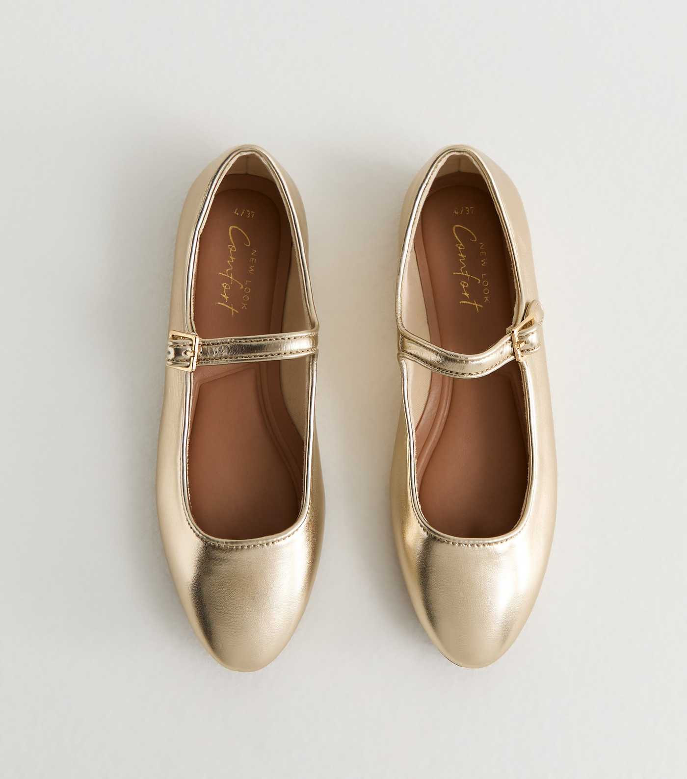 Gold Strappy Mary Jane Ballerina Pumps
						
						Add to Saved Items
						Remove from Saved It... | New Look (UK)