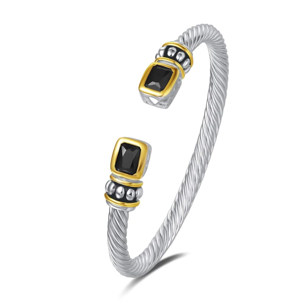Designer Inspired Jewelry Radiant CZ Cable Wire Antique Bangle Elegant Beautiful | Amazon (US)