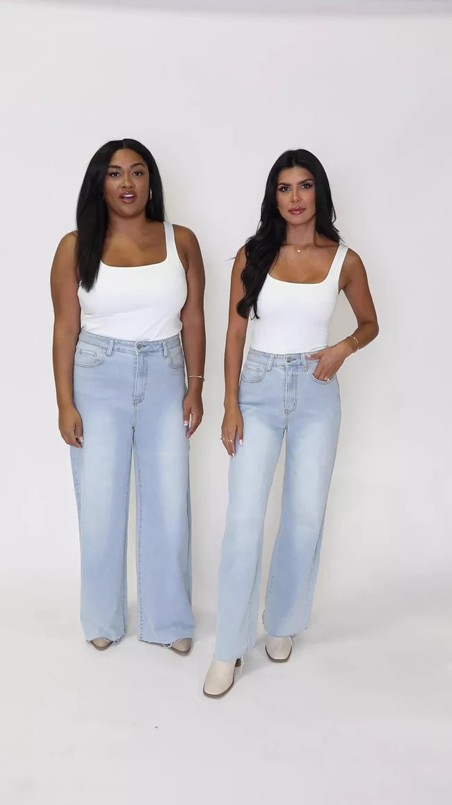 Kelsea Light Wash Wide Leg Jeans | Pink Lily