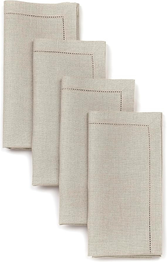 D'Moksha Homes Linen Dinner Napkins 20 x 20 Inch - 100% Pure Linen Natural Napkins Set of 4 - Cla... | Amazon (US)
