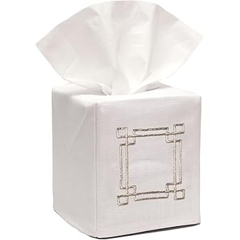 Jacaranda Living Square Tissue Box Cover, Linen/Cotton Fabric Tissue Holder, Decorative Cloth Tis... | Amazon (US)