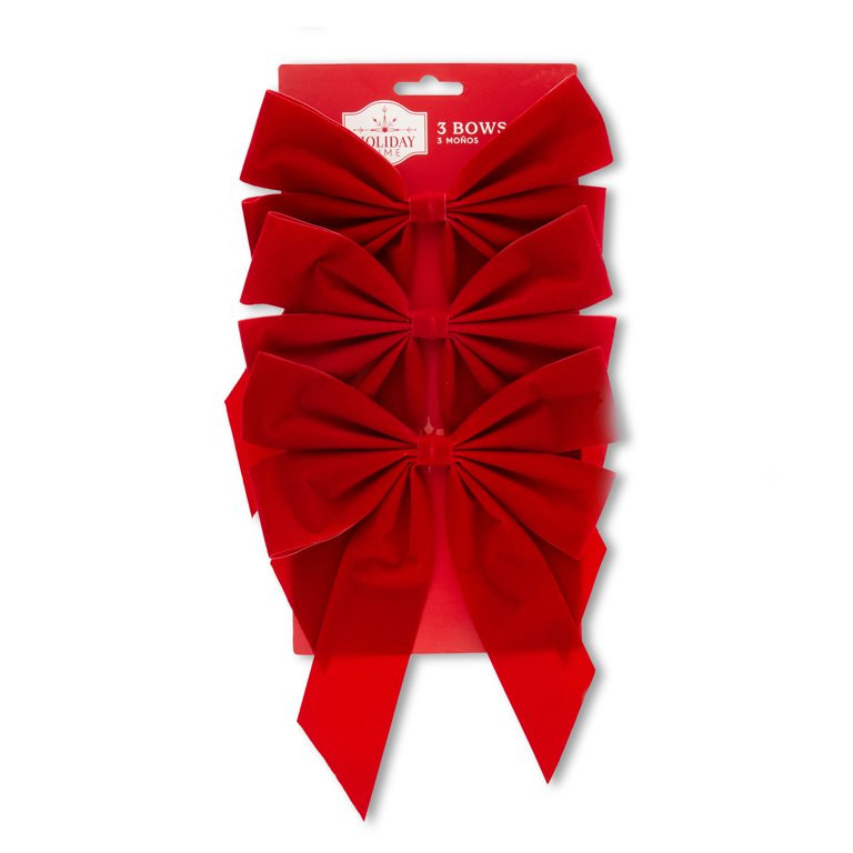Red Velvet Bows, 3 Count, by Holiday Time | Walmart (US)